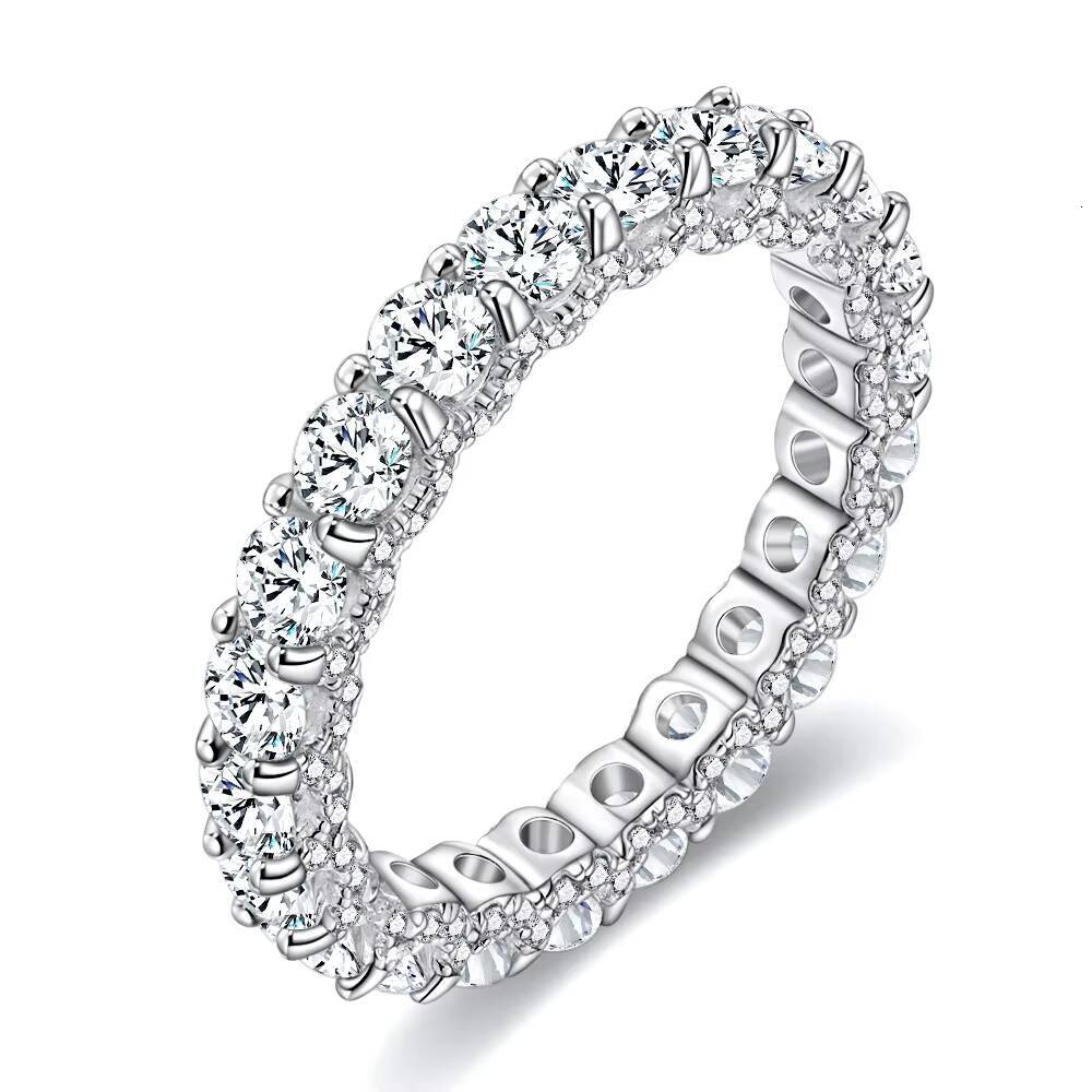 New 30mm Full Pave Moissanite Eternity Band S925 Silver 18K Gold Plated Luxury Wedding Ring for Women Gift Her