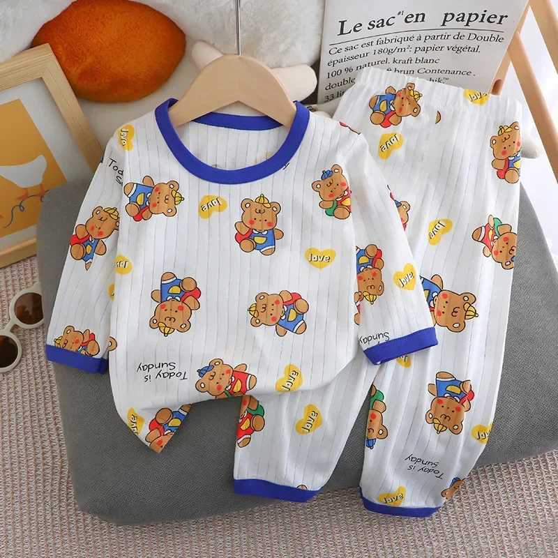 Baby Pajamas Summer Childrens Long-sleeved Trousers Home Clothes Suits Cotton Underwear Thin Pajamas Air-conditioning Clothes H260403