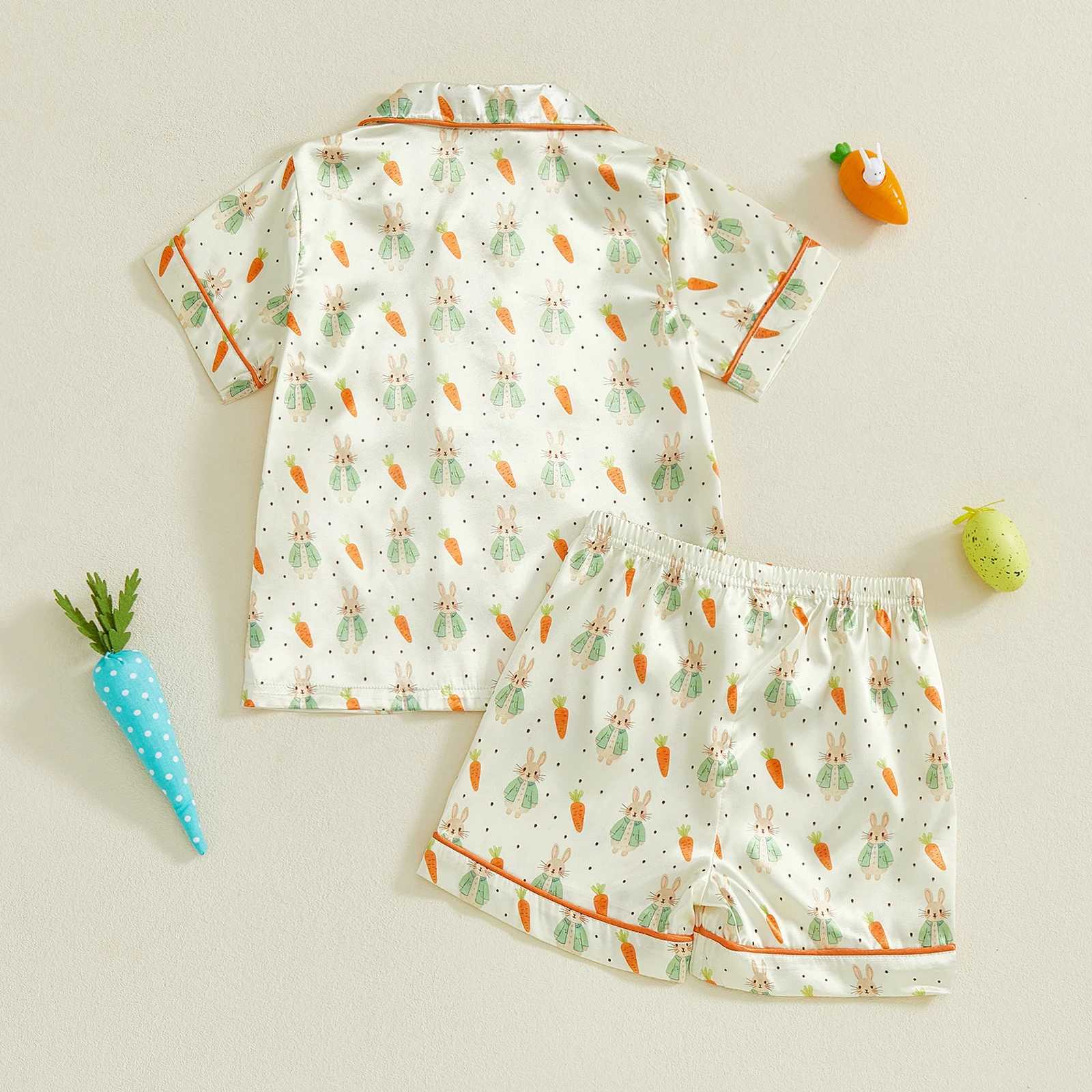 1-6Years Toddler Little Girl Easter Pajama Set Bunny Short Sleeve Tops and Shorts 2 Piece Sleepwear Outfit H260403