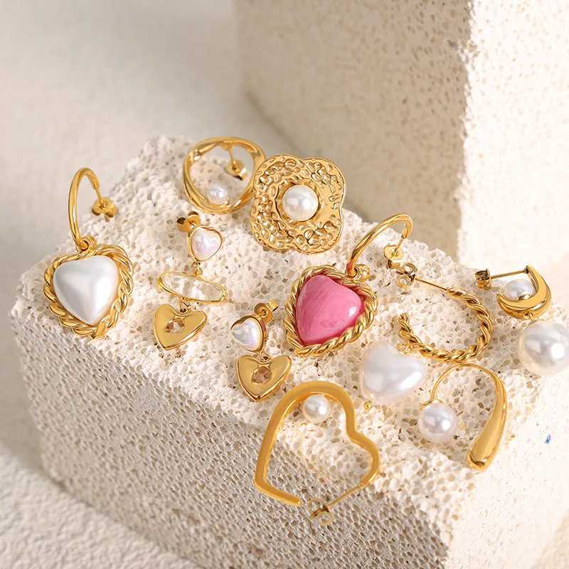 Retro Style Stainless Steel Not Fade Heart-shaped Pendant Earrings Summer New Heart-shaped Pendant Earrings Jewelry Accessories H260403