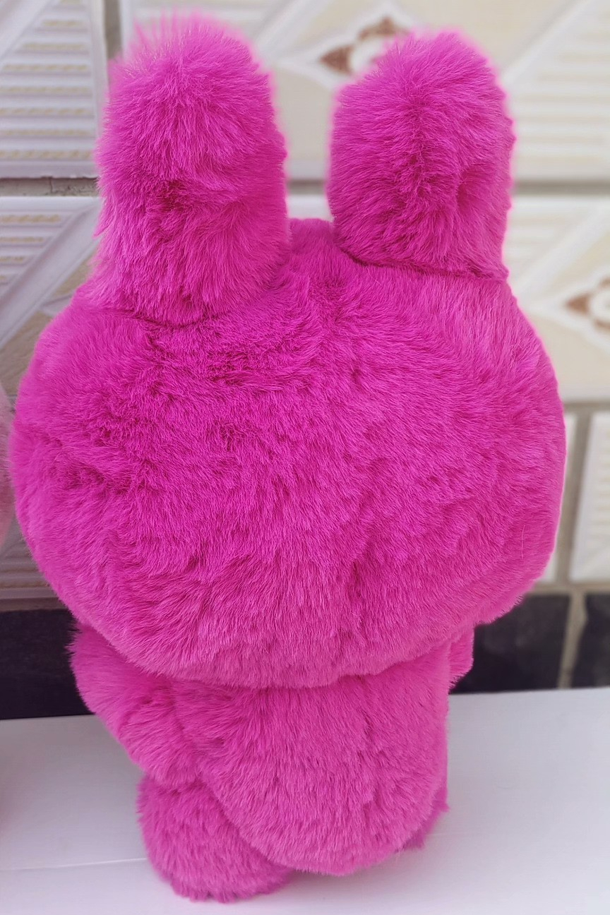 Pink Labubu ZIMOMO Plush Doll Rabbit Ear Stuffed Toy With Carrot For Collection