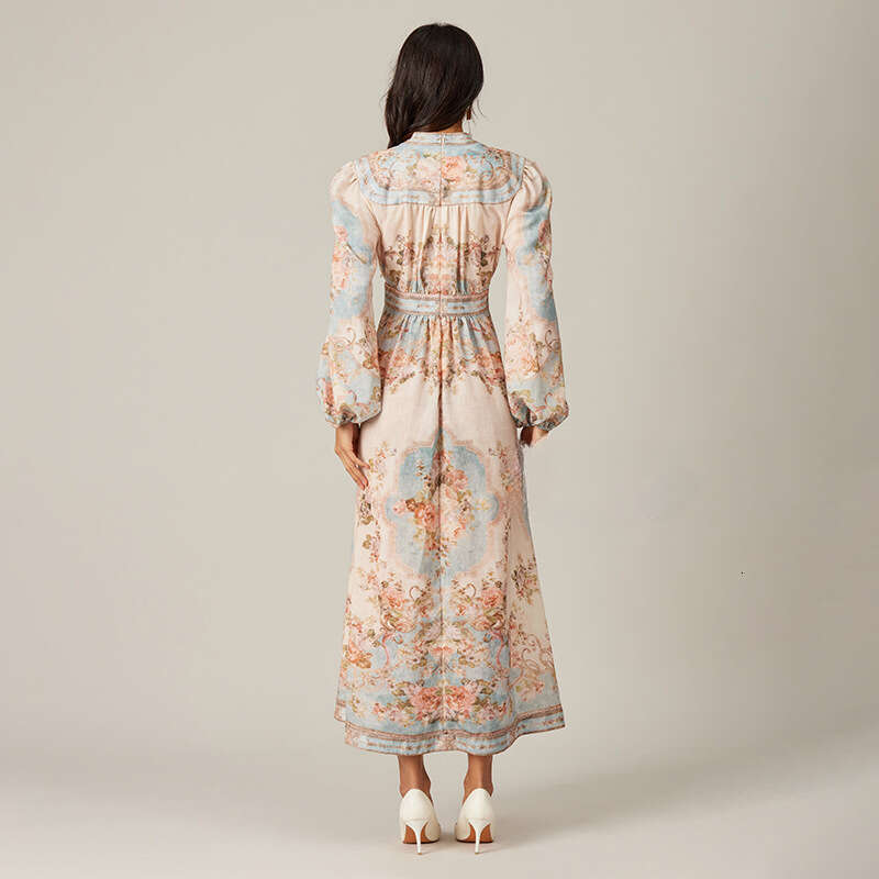 2026 Spring k30 and Summer Designer Holiday Style with Pattern Single breasted Women's Long sleeved Holiday Style Long Skirt