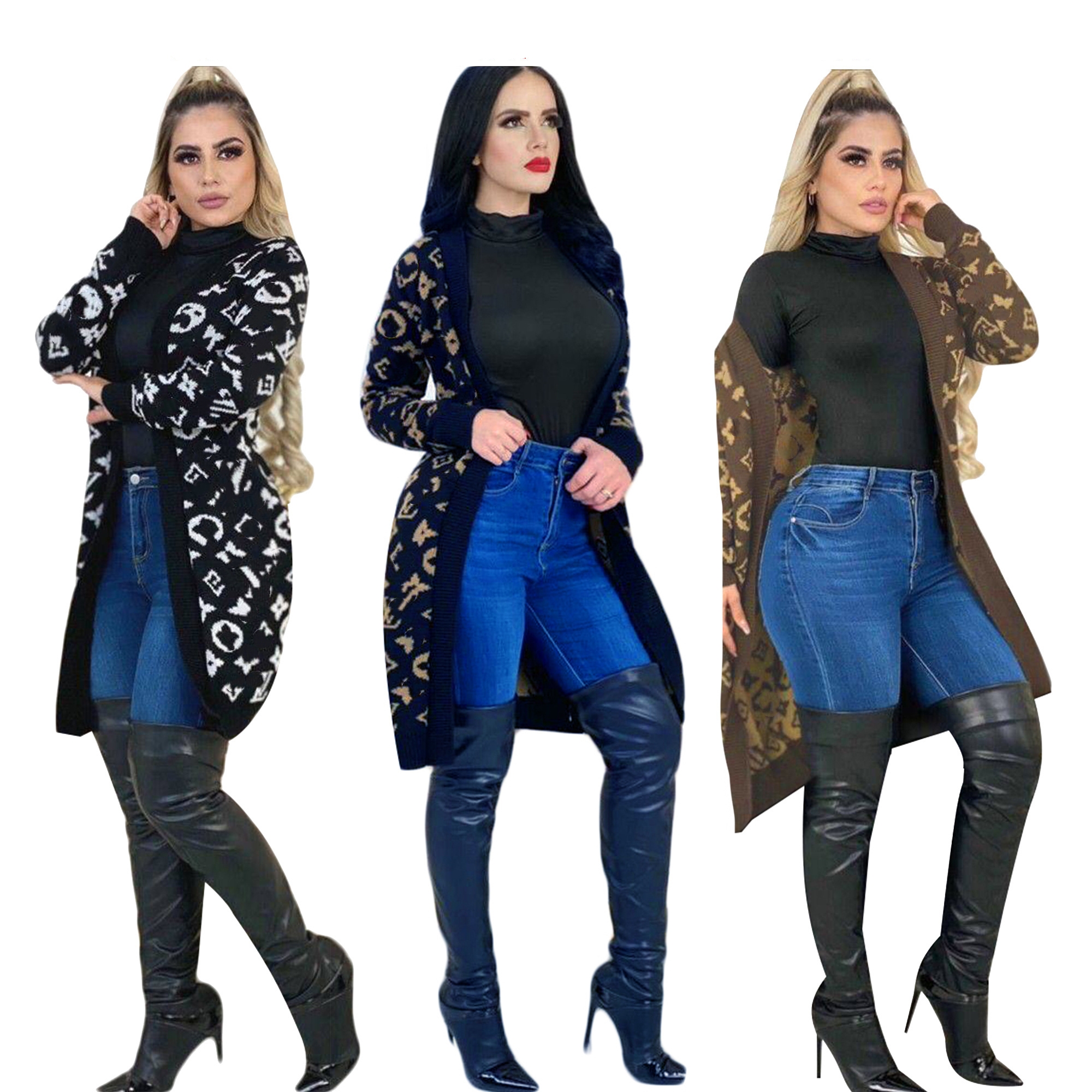 2026 Woolen Sweater Cardigans Women Casual V-neck Knit Cardigan Coats Free Ship