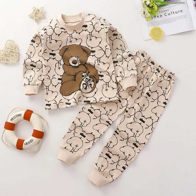 Cartoon Pajamas Suits Childrens Baby Boys Girls Spring Autumn Sleepwear Home Clothes Cotton Autumn Long Trousers Kids Pijamas H260403