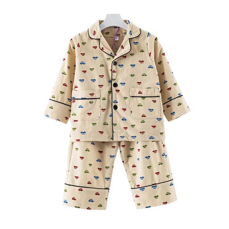 2024 New Kids Boys Girls Pajama Sets Cartoon Print Long Sleeve Cute T-Shirt Tops with Pants Toddler Baby Autumn Sleeping Clothes H260403