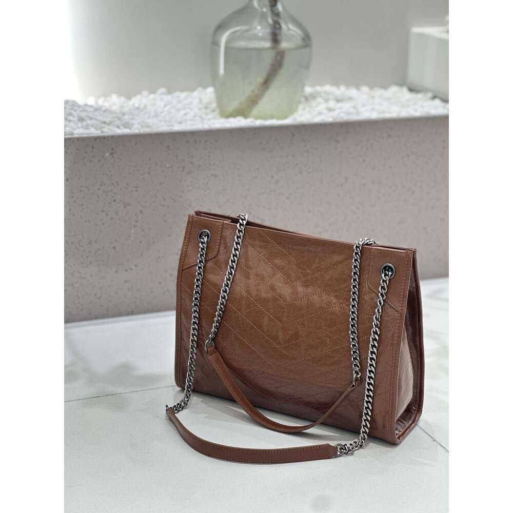 Women's Genuine Leather Bag, First Layer Oil Wax Leather, Shoulder Underarm Bag, Large Capacity Tote Bag, Rhombus Chain Bag, Luxury Ladies Handba