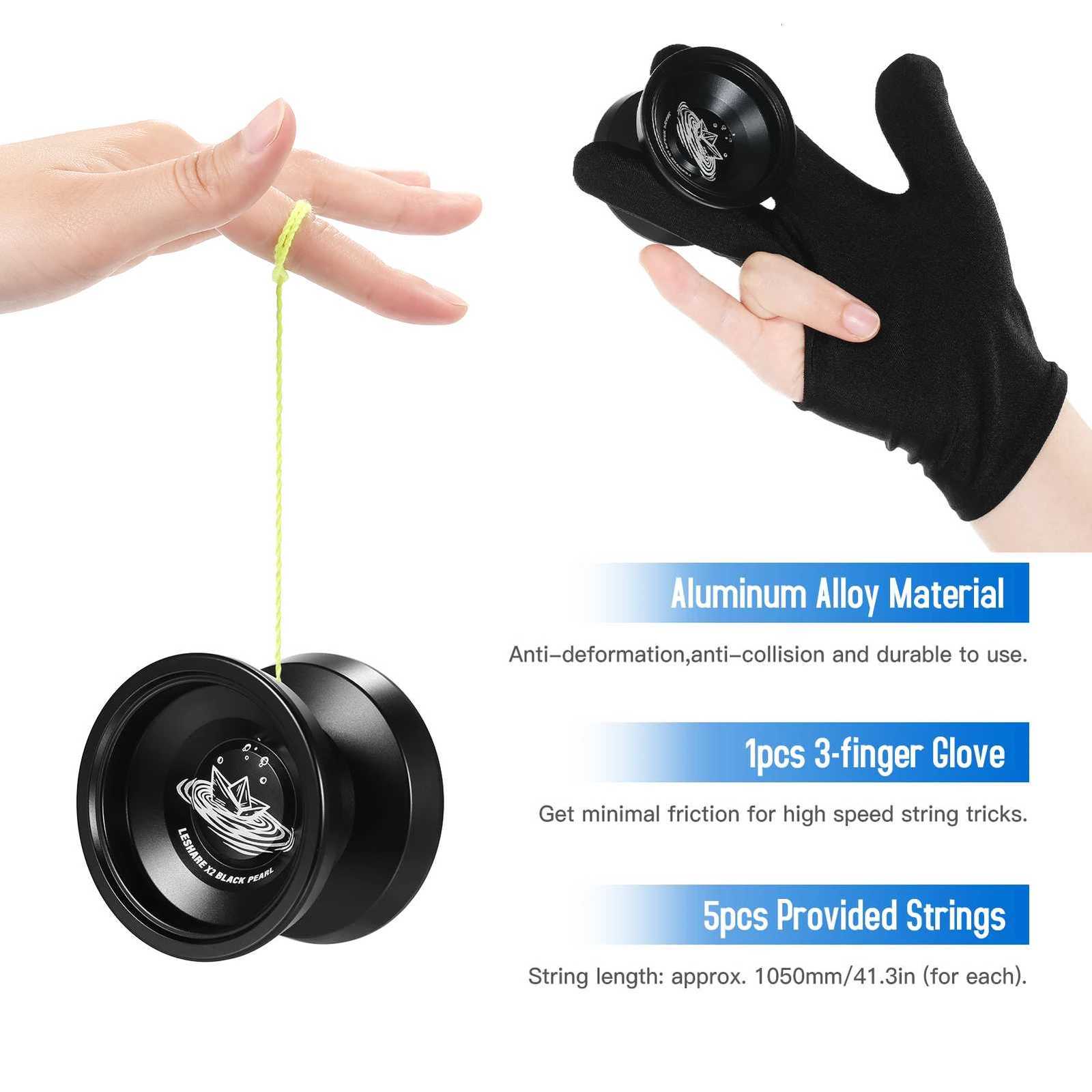 LESHARE Yoyo Ball Aluminum String Trick YoYo Balls Competitive Yo Gift with Bearing Strings and Gloves Classic Toys X260403