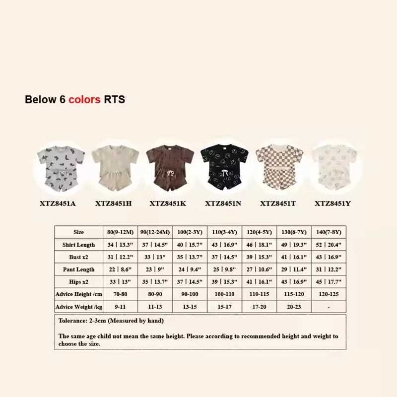 Kids Summer 100 Cotton Clothing Sets Girls Boys Short Suits Children Casual Suit Baby Outfits for 1-8years H260403