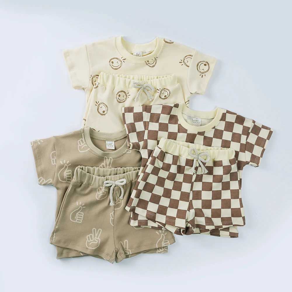 Kids Summer 100 Cotton Clothing Sets Girls Boys Short Suits Children Casual Suit Baby Outfits for 1-8years H260403