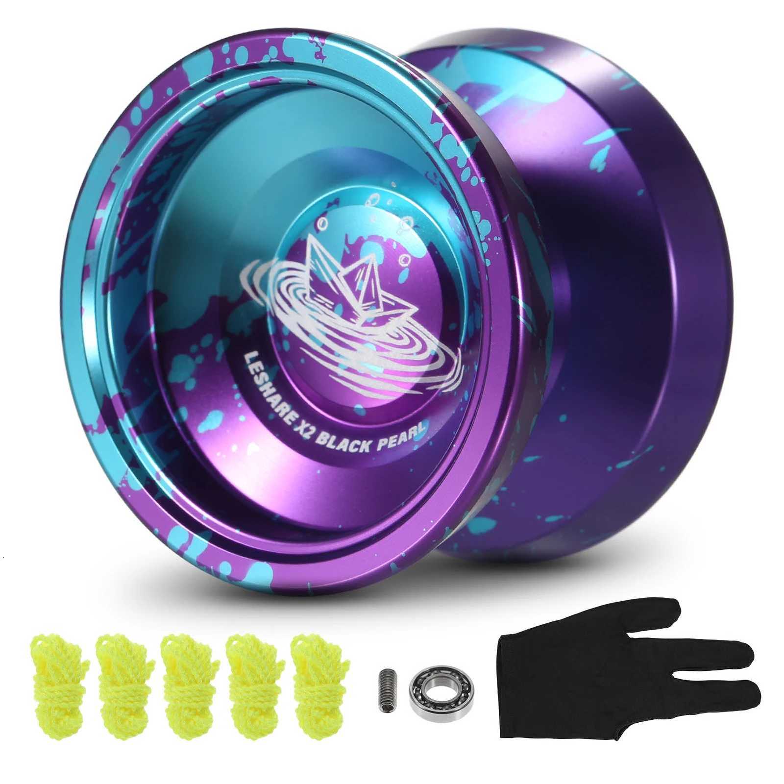 LESHARE Yoyo Ball Aluminum String Trick YoYo Balls Competitive Yo Gift with Bearing Strings and Gloves Classic Toys X260403