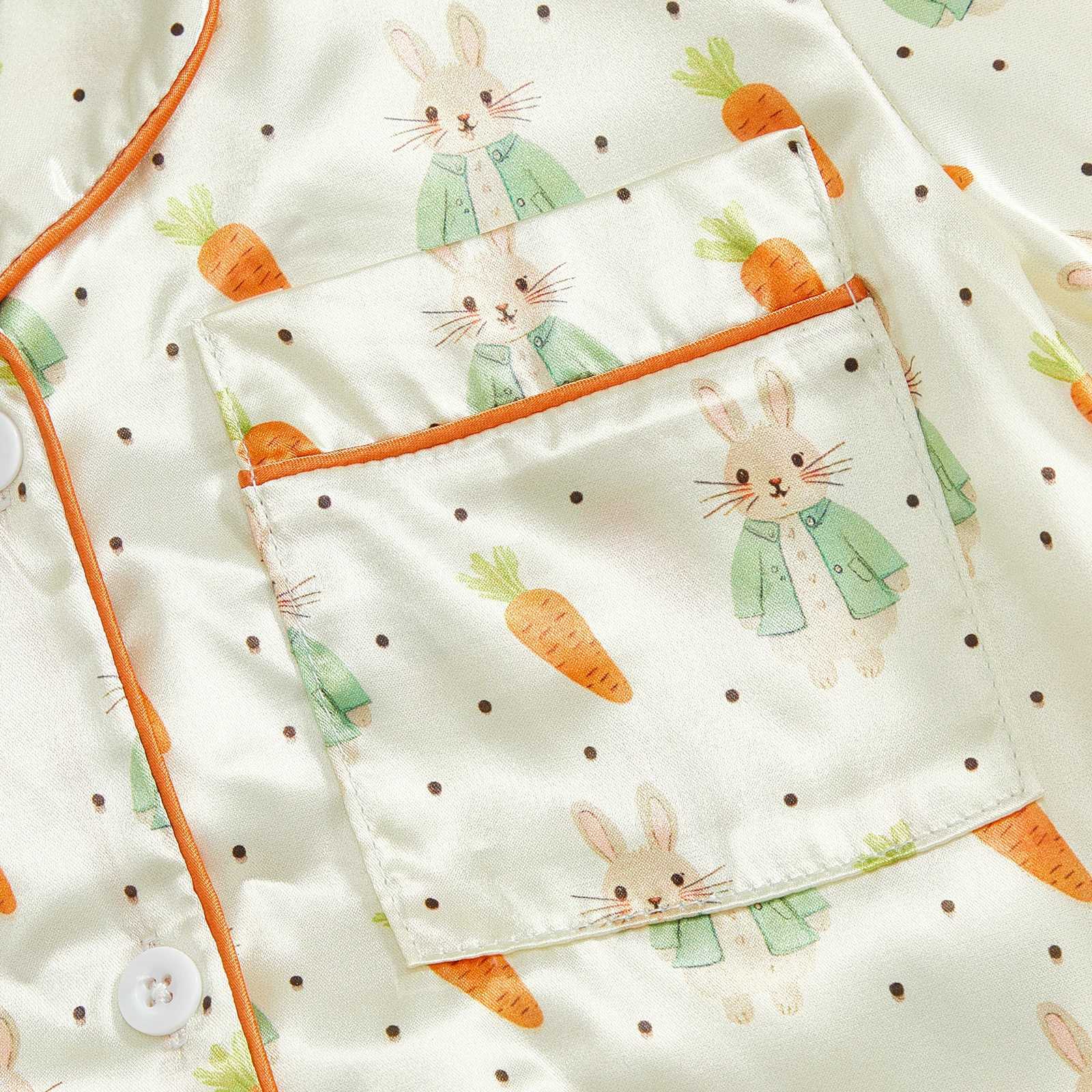 1-6Years Toddler Little Girl Easter Pajama Set Bunny Short Sleeve Tops and Shorts 2 Piece Sleepwear Outfit H260403