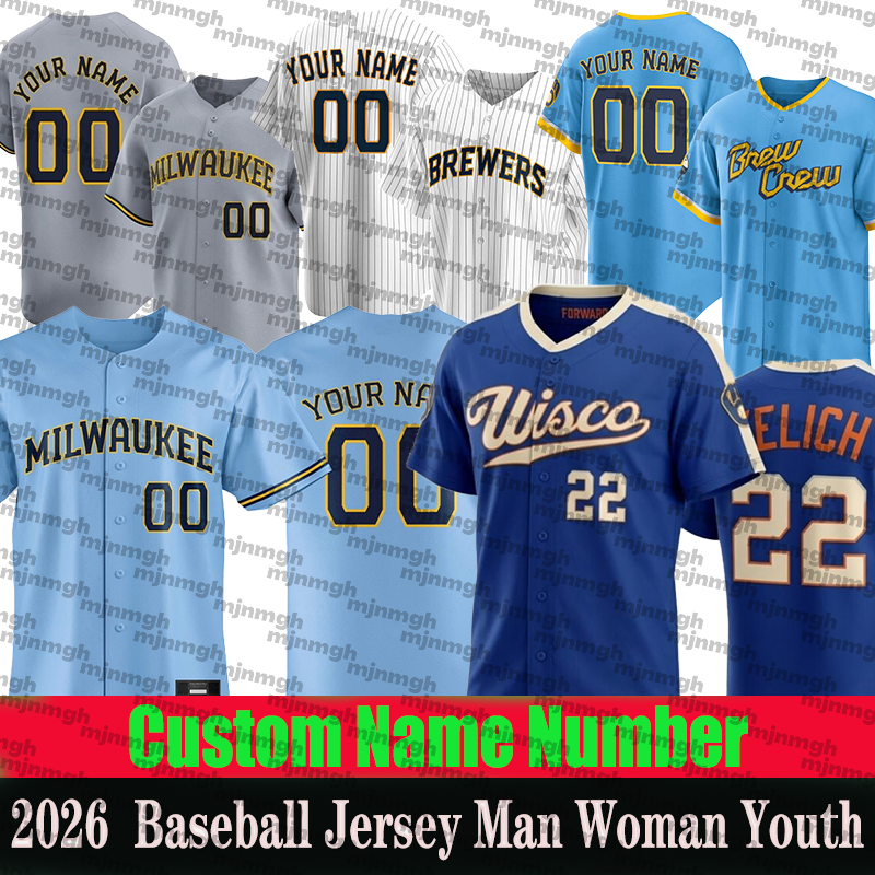Milwaukeecity Brewers Jersey milwauke brewers jerseys #22 Christian Yelich #11 Jackson Chourio #12 Rhys Hoskins #10 Sal Frelick man women yth Baseball Jerseys