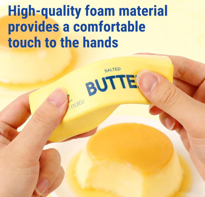Wholesale slow-resilience soft and cute party gifts featuring a realistic butter stick shape soft and squeezable