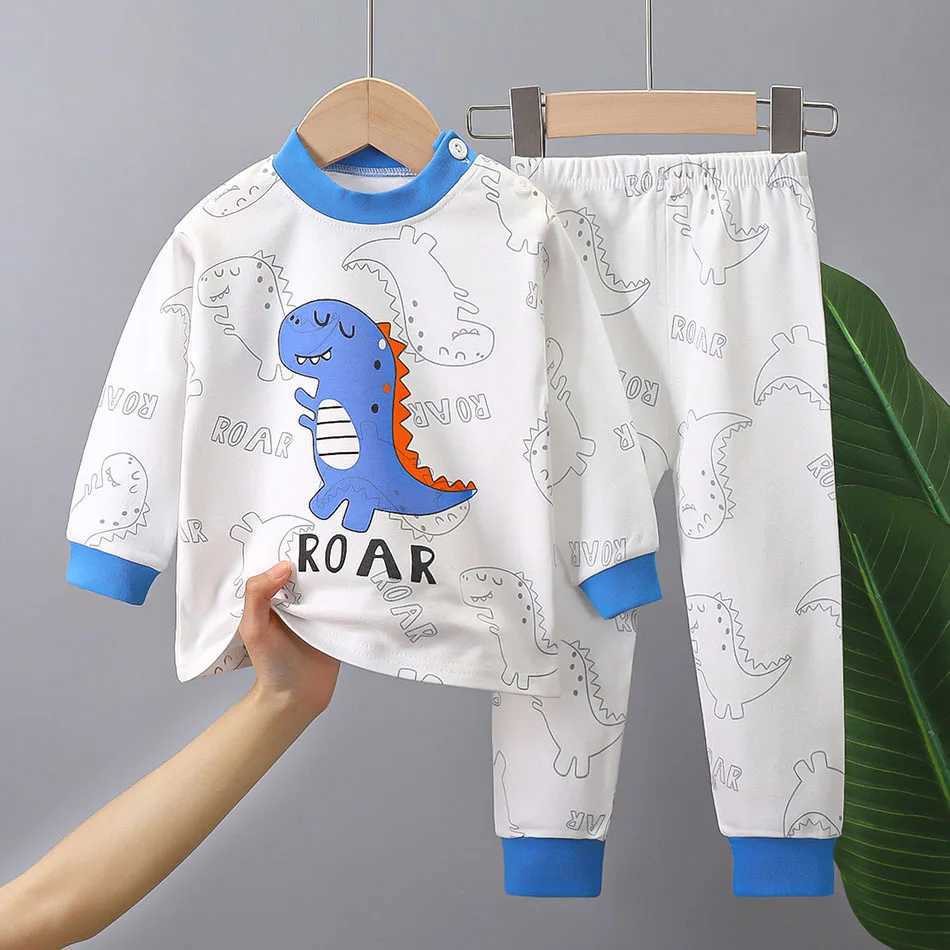 Cotton Children Pajamas Sets Unisex Soft Comfort Warm Cute Cartoon Printed Suitable Boys Girls Perfect for Autumn Winter Warmth H260403
