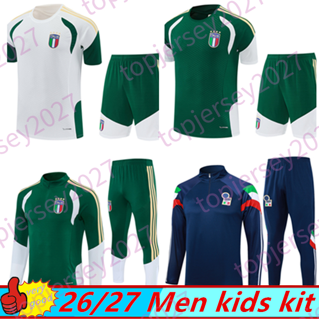 26 27 italys Soccer Tracksuits 2026 2027 Italia RETEGUI RASPADORI VERRATTI Half Zipper Training maillot de Foot Football Jogging Men kids Kit