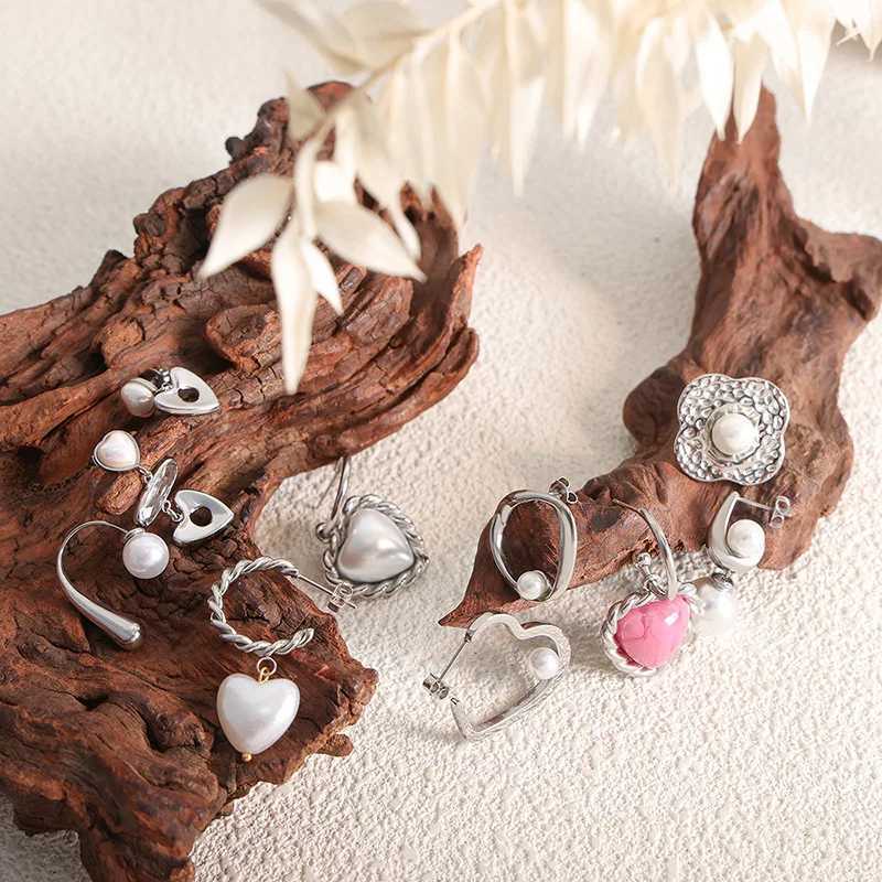 Retro Style Stainless Steel Not Fade Heart-shaped Pendant Earrings Summer New Heart-shaped Pendant Earrings Jewelry Accessories H260403