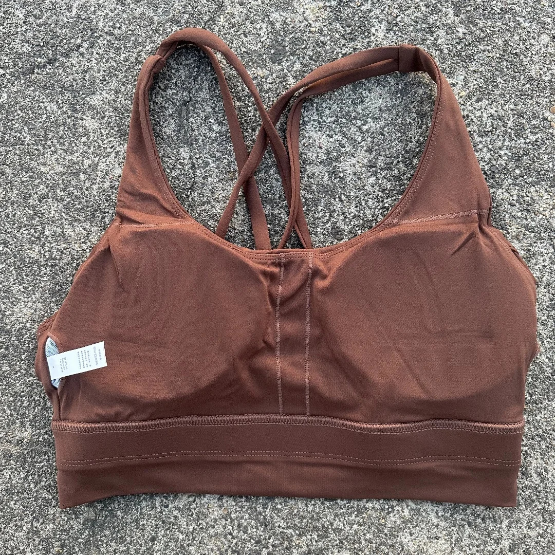 Solid Color Women cross Back Soft Fitness Sports Bra Top Gym Yoga underwear Tight Workout With Chest Pad shoulder strap Training 260403