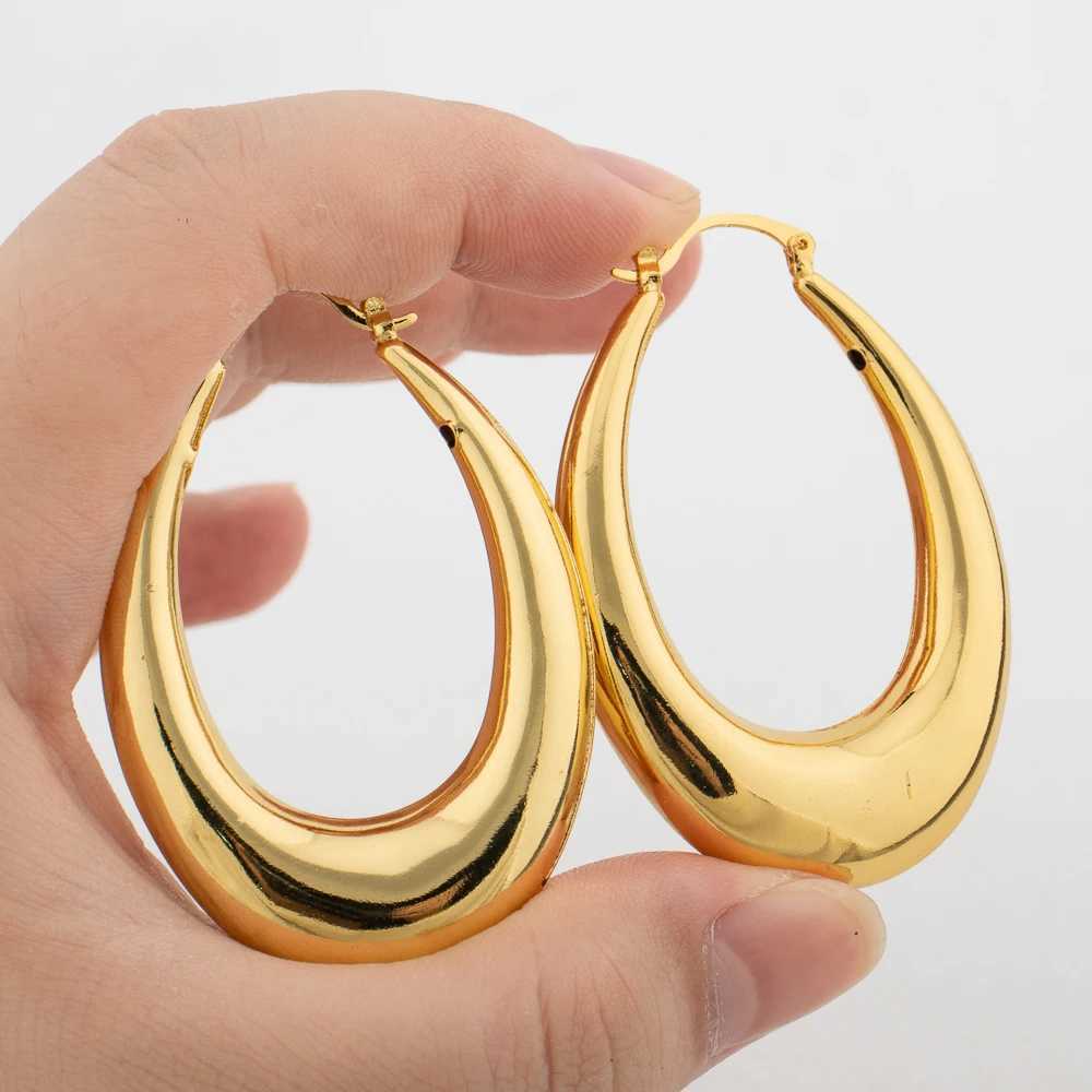 Fashion Hoop Earrings For Women 18k Gold Color Delicate Earrings Engagement Wedding Jewelry Elegant Thick Round Circle Jewellry H260403