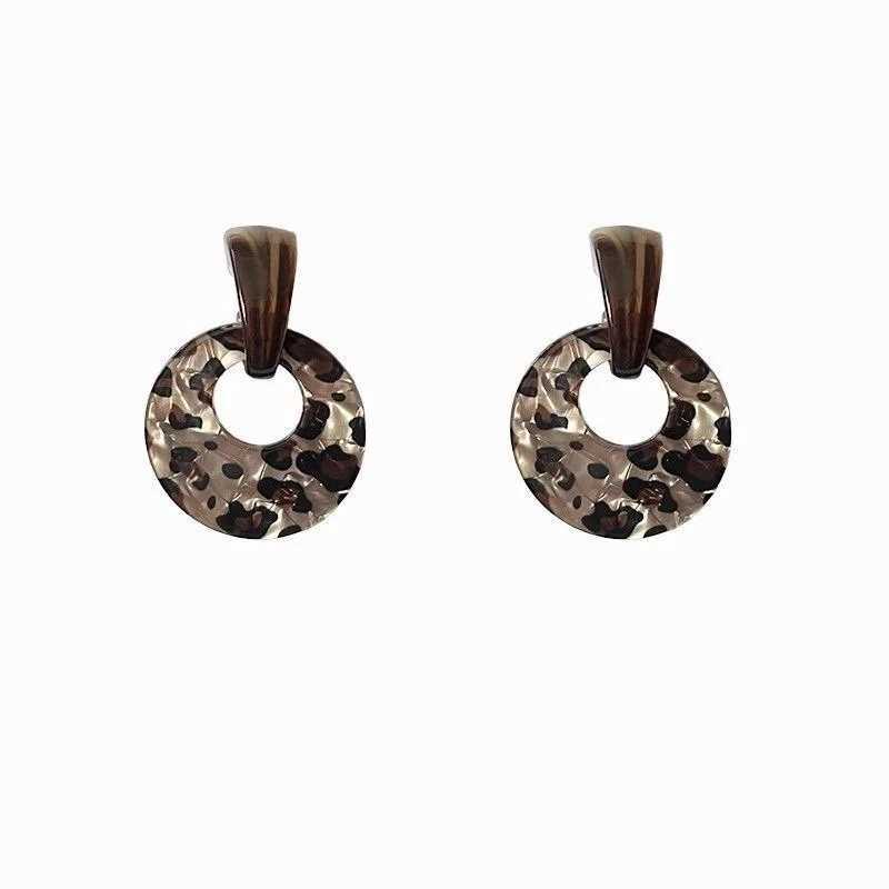 Vintage and Trendy Leopard Print Circular Hanging Earrings Womens Personalized and Creative Holiday Party Accessories Jewelry H260403