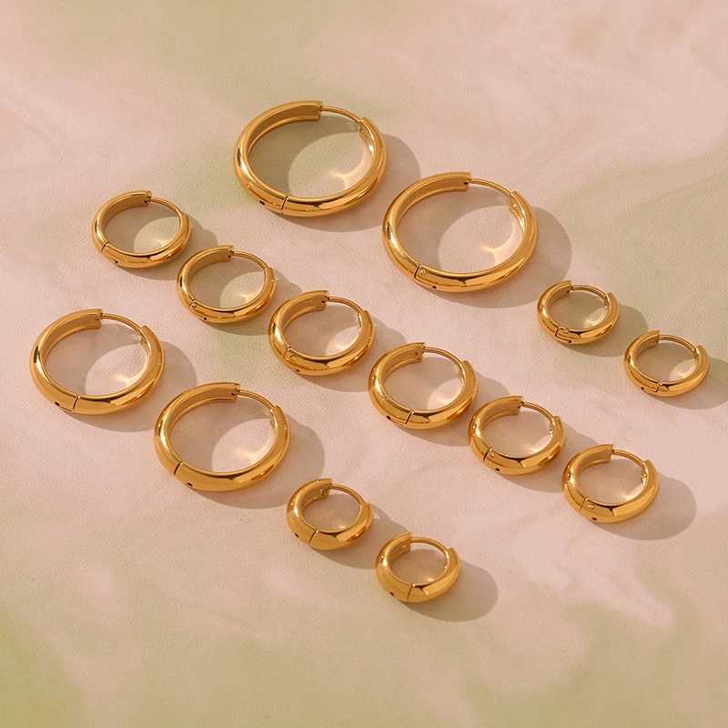 Nivora 18K Gold Plated Polished Smooth Women Hoop Earrings High Quality Stainless Steel Hypoallergenic Earring For Women Jewelry H260403