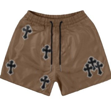 Luxury Brand Designer Clothes Men's American High Street Hip-Hop Trendy Brand Shorts With Cross Decoration, Loose Fit For Street Dance, Breathabl