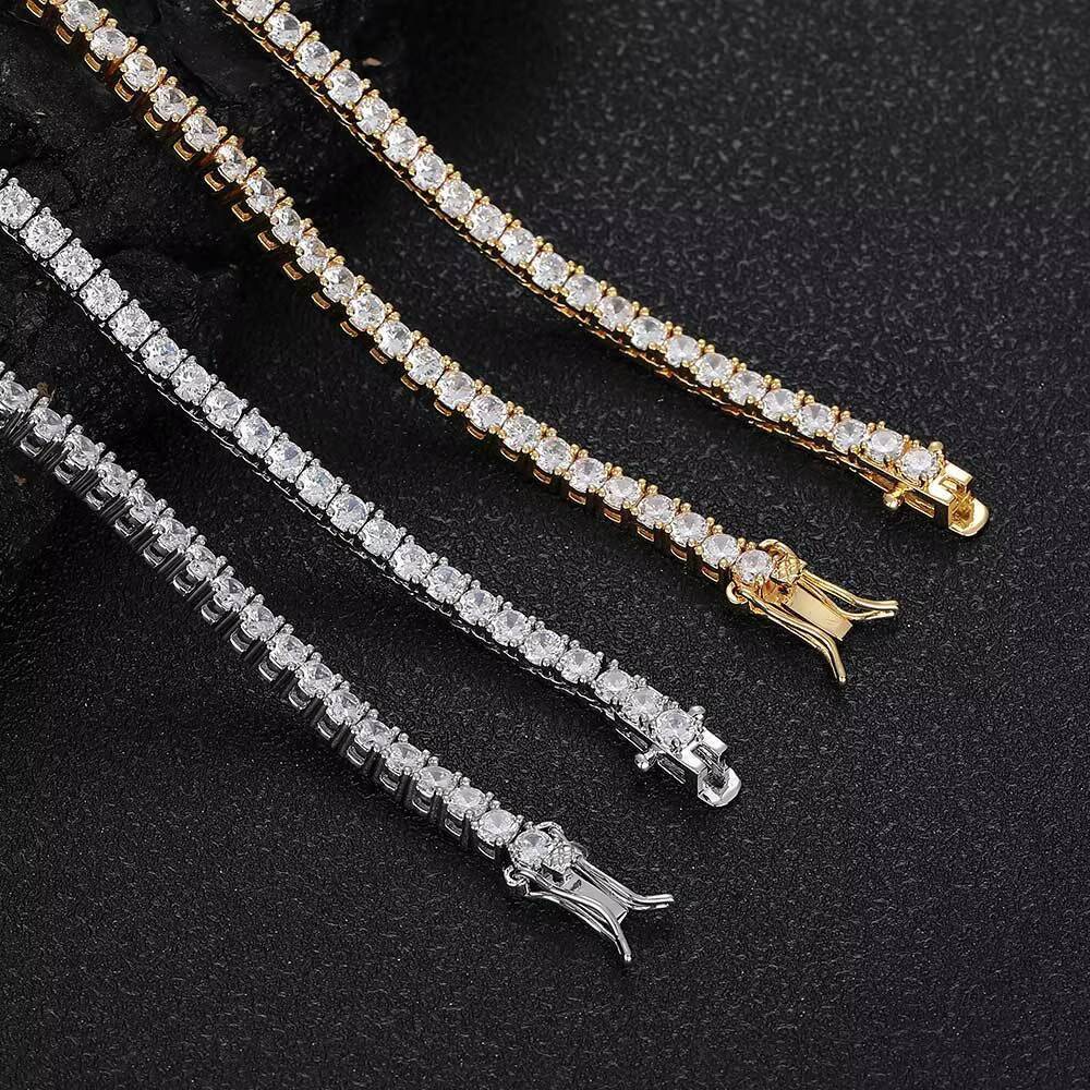 925 Sterling Silver Mens Cuban Link Tennis Chain Necklace Bracelet Iced Out VVS Moissanite Diamond Tennis Chain Necklace