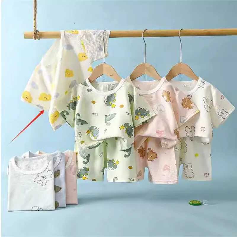 Childrens Clothing Summer Short Sleeve Home Sleepwear Children Sets Kids Clothes Boy Girls T-shirt Shorts Suit H260403