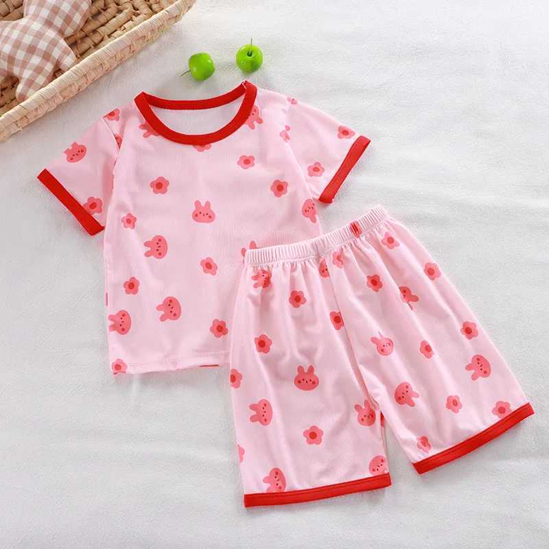 Baby Pajamas Sets Child Pajamas Toddler Short Sleeve Baby Nightwear Pyjamas Kids Cartoon Homewear Clothes H260403