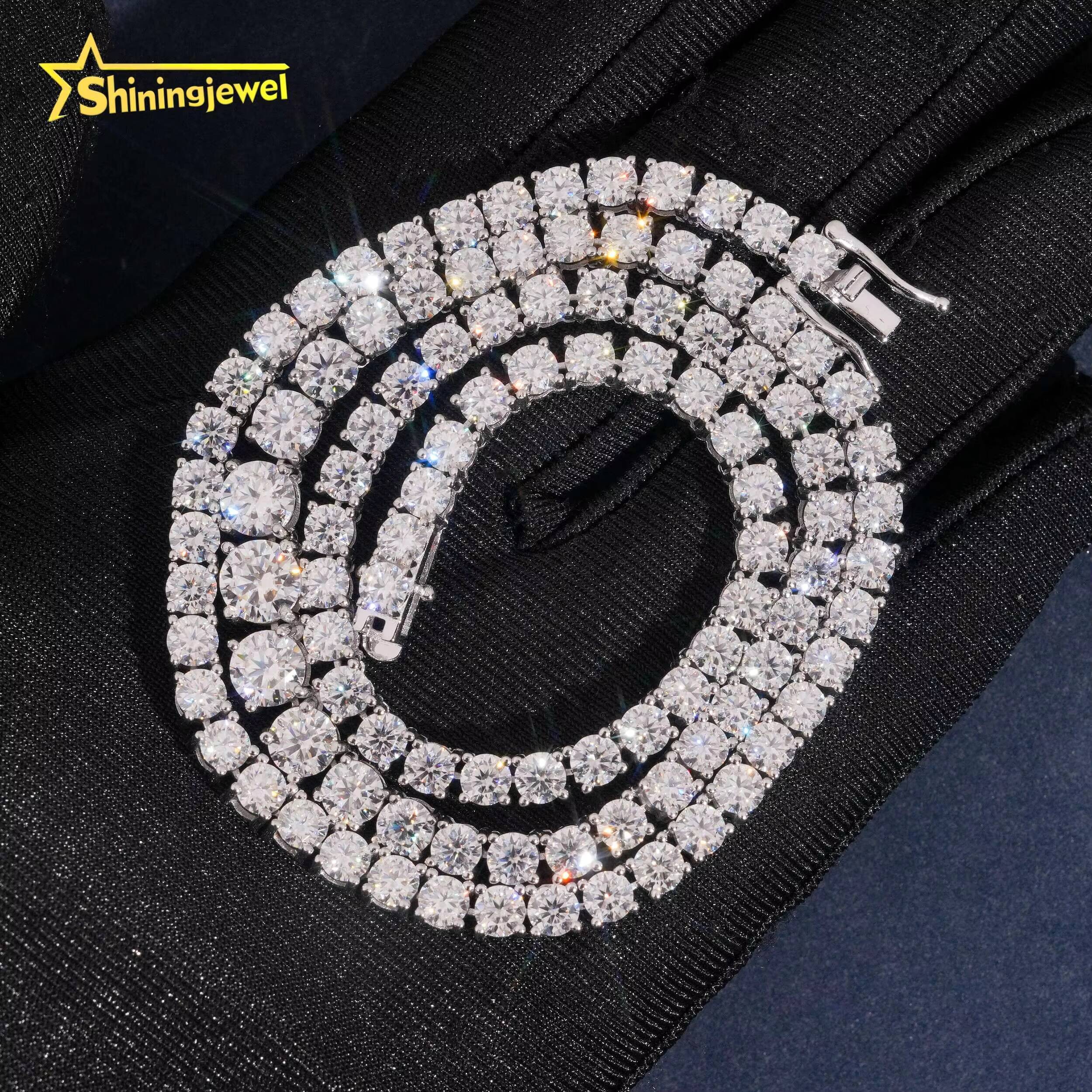Ladies Elegant 925 Silver Moissanite Tennis Necklace Fine Jewelry Iced Out 4mm GRA Certificated Moissanite Tennis Chain