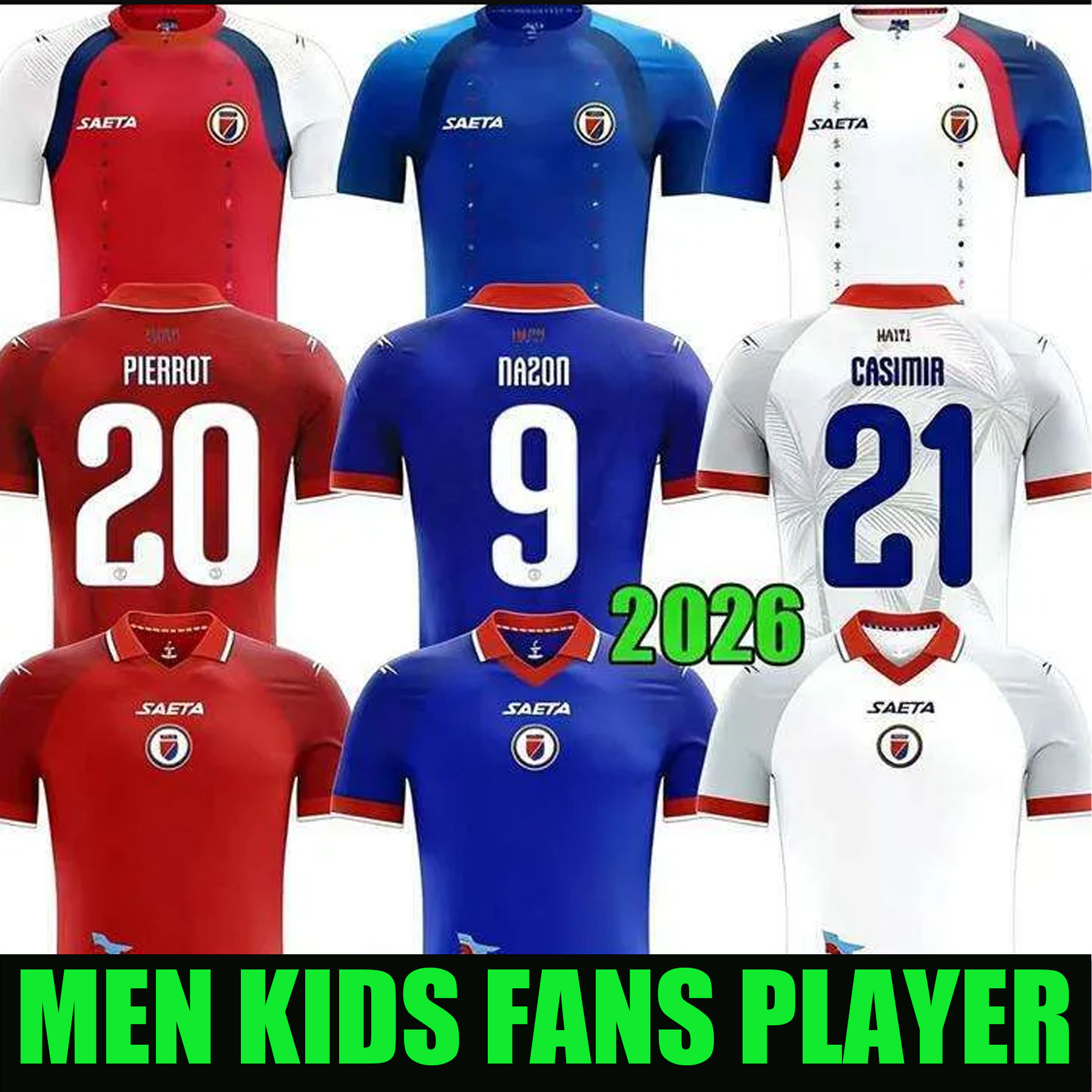 2025 2026 Haiti World Cup soccer jerseys 25 26 BELLEGARDE PIERROT LOUICIUS NAZON Maillot de football Home blue Away white 3rd Men Kids football shirt Kit Fans Uniforms