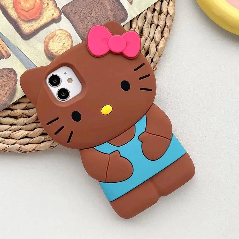 Sanrio Hello Kitty 3D Cartoon Bow Phone Case For Iphone 17 16 15 14 13 12 Pro Max 11 Anti Fall So Cute Y2k Soft Silicone Cover Luxury Goods