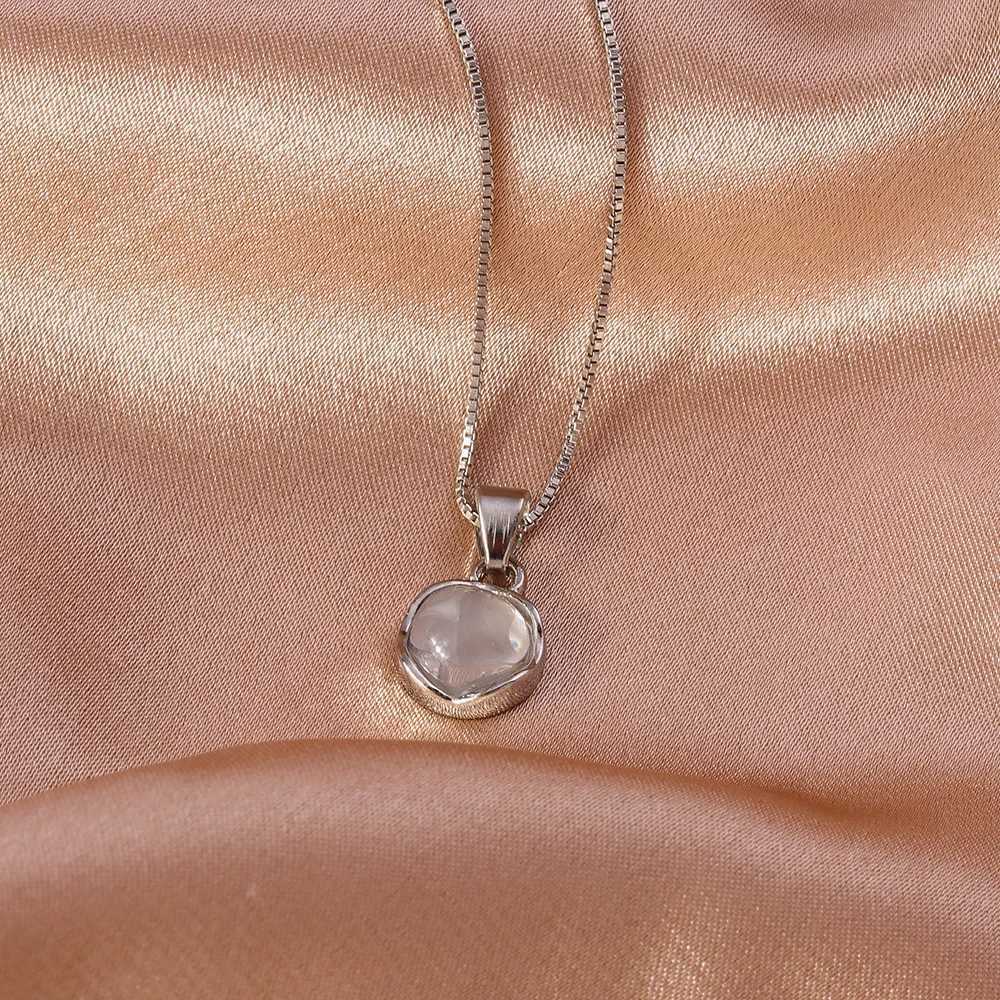 Aihua Fashion Minimalist Round Opal Pendant Necklace for Women Geometric Collarbone Aesthetic Chain Summer Jewelry Accessories H260403
