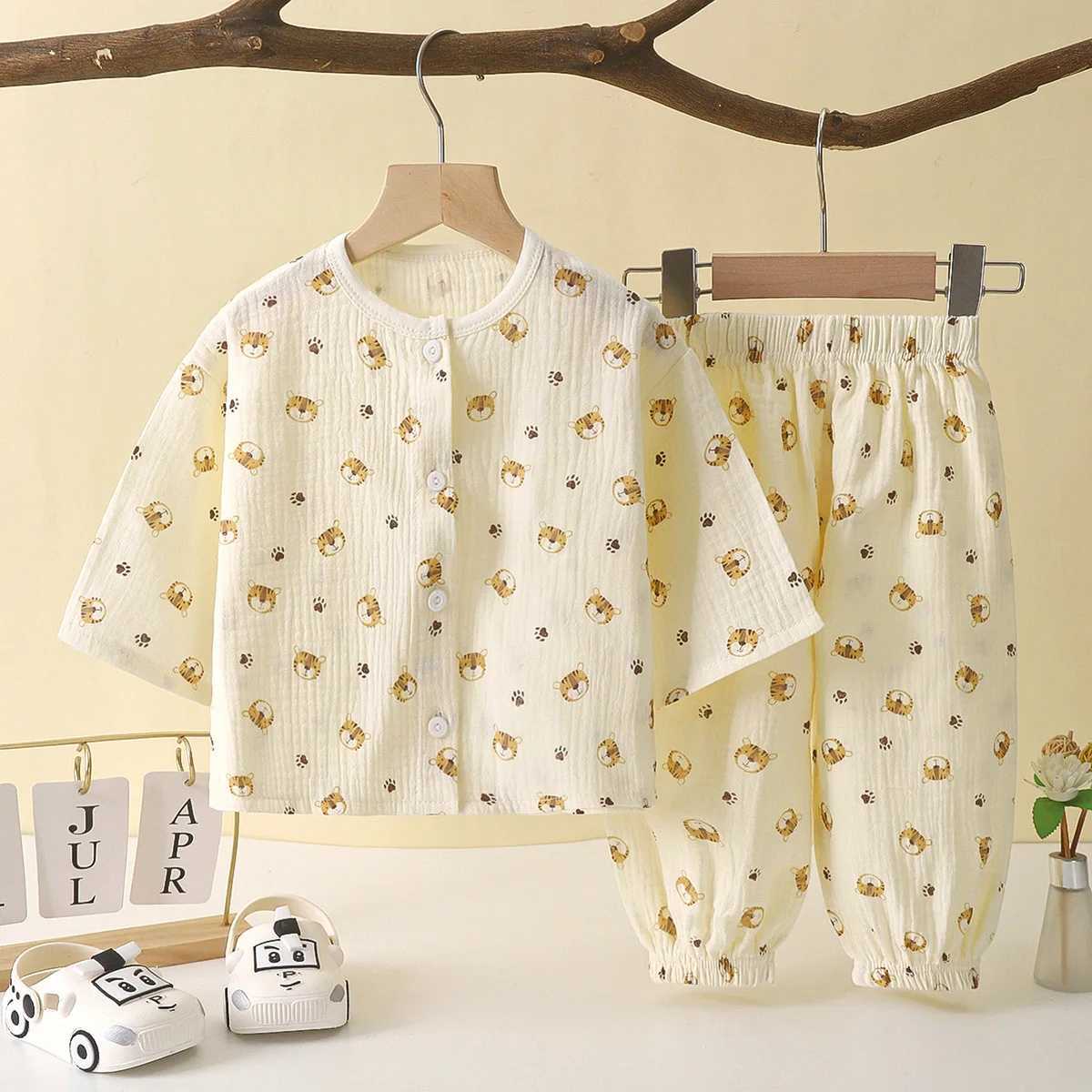 Boys Girls Sets Baby Cotton Yarn Clothes Sleepwear Outfits Kids TopsPants Home Wear 2PCS Children Long Sleeve Pajamas Suits H260403
