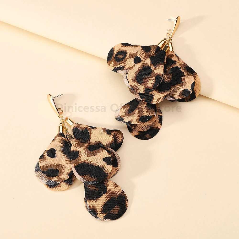 Bohemian Fashion Elegant Leopard Flower Decor Long Tassel Dangle Earrings For Women Luxury Designer Wedding Party Jewelry Gifts H260403