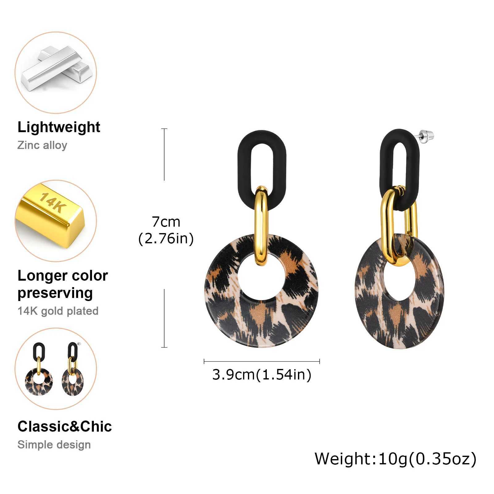 Vintage Black Leopard Print Circle Drop Earrings for Women Exaggerated Personality Design Large Earrings Fashion Jewelry Gift H260403