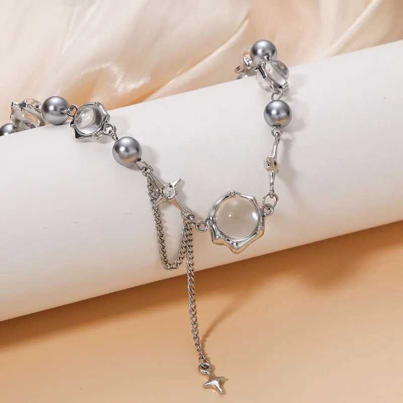 Women Thorn Desin Choker Necklace Fairy Glass Opal Necklace Collarbone Chain Necklace Elegant Silver-Color Party Choker H260403