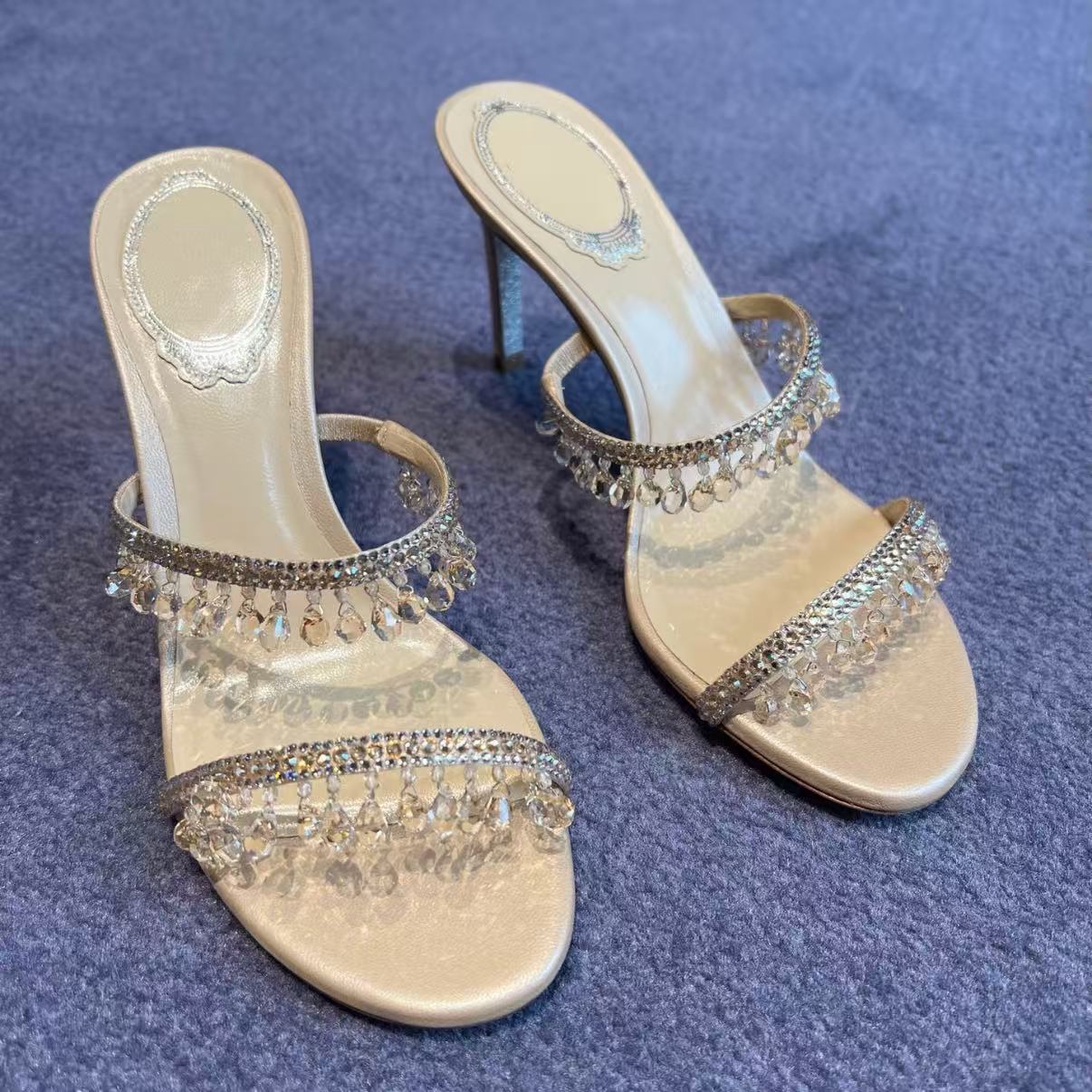 Top quality Rhinestone Bowtie Embellished sandals Pearl Crystals Gem stiletto Heels Evening shoes women high heeled Luxury Designers Wraparound Dress shoes bag