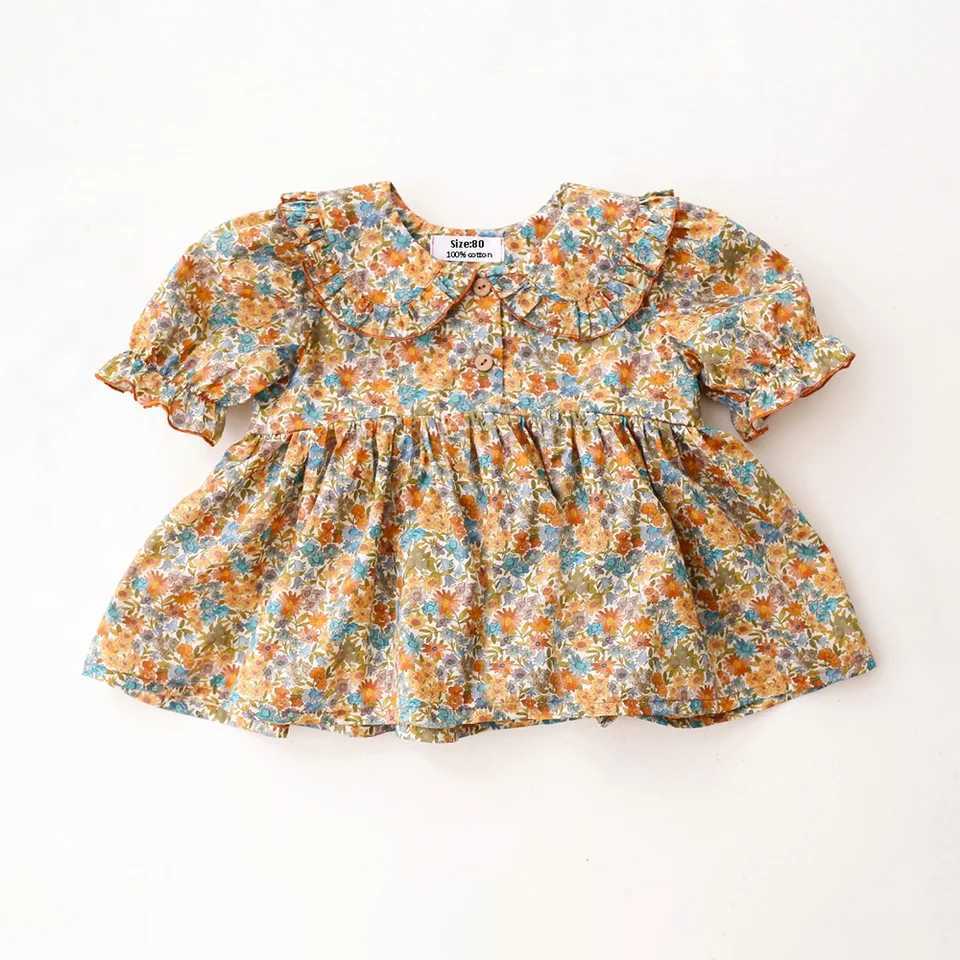 Summer Baby Girl Outfits 0-2Y Vintage Floral 100 Cotton 2Pcs Baby Girl Clothes Set Toddler Casual Clothes For Girls H260403