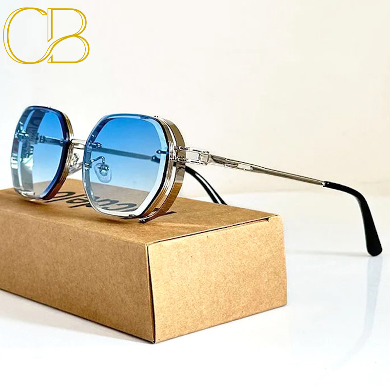 CB Steampunk Sunglasses For Men Fashionable Square Punk Fashion Glasses Designer Sunglasses Women Trendy Summer Beach Travel Retro Y2K UV400 Fashion A