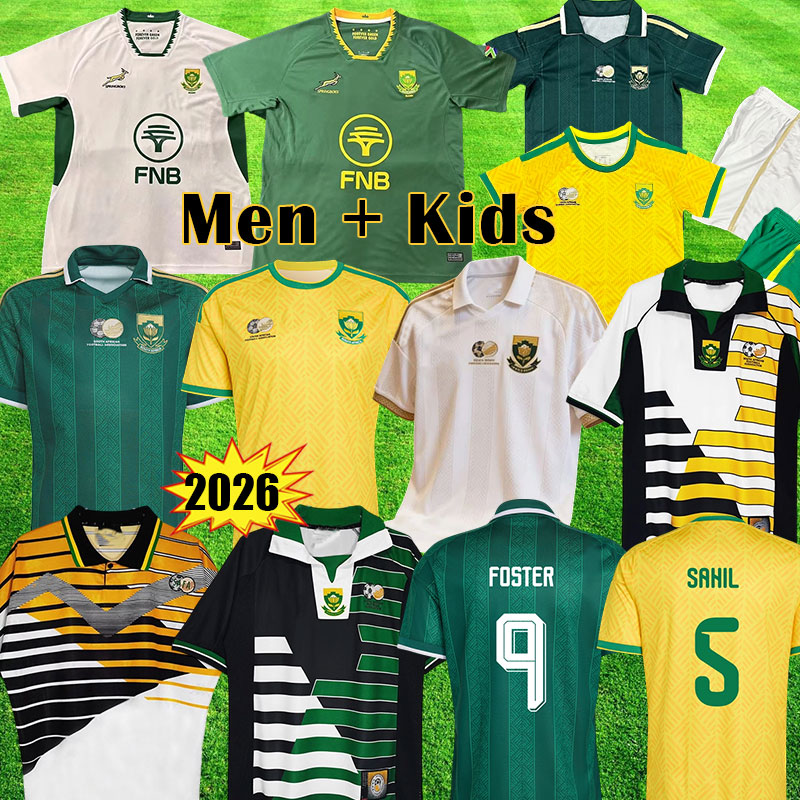 South africa 2026 World Cup soccer jersey home away White Football shirt 26 27 MOKOENA FORTUNE RADEBE McCARTHY Retro South africa 1994 1998 Man Kids Kit 3XL 4XL