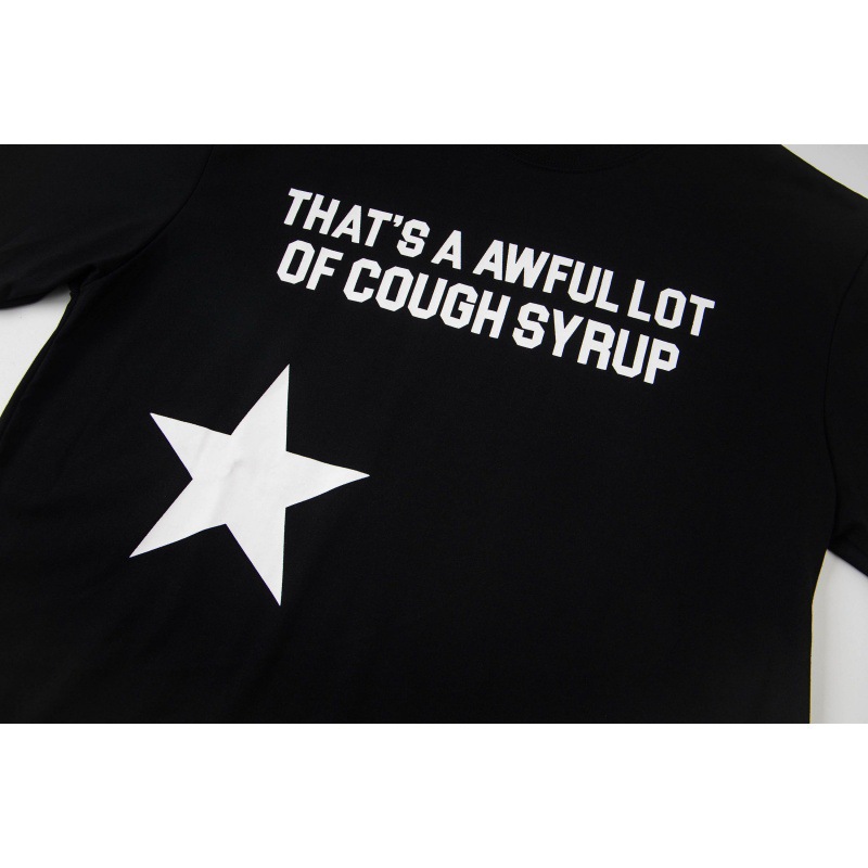 American style trendy high street loose short sleeved Cough Syrup printed letter T-shirt