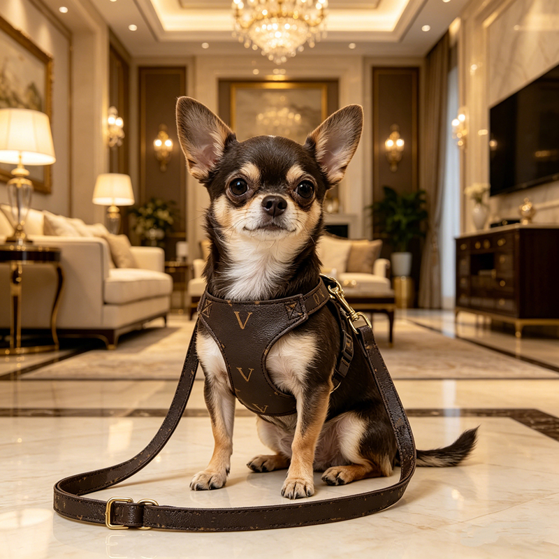 Designer Dog Harness with Multifunction Dog Leash Set Luxury Dog Accessories Adjustable No Pull No Choke Escape Proof Pet Harness Vest for Small Medium Dogs B316