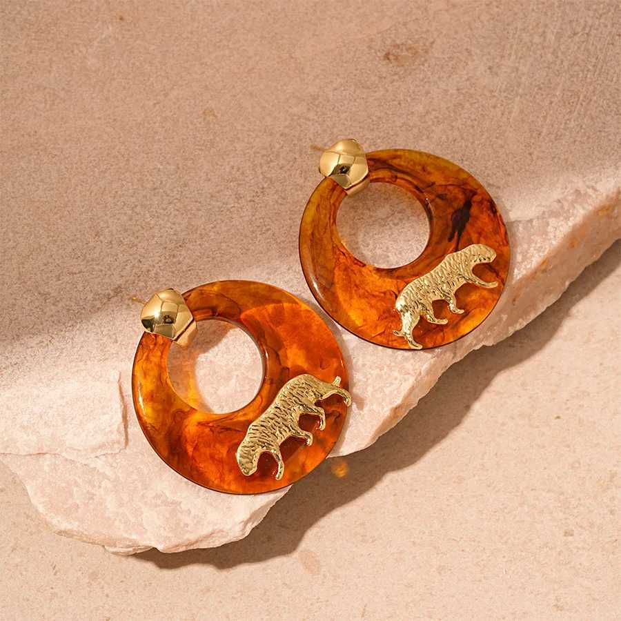 Vintage Maillard Ring Inlaid Leopard Tiger Pendant Earrings Fashionable Womens Style High End Jewelry Accessories Wholesale H260403