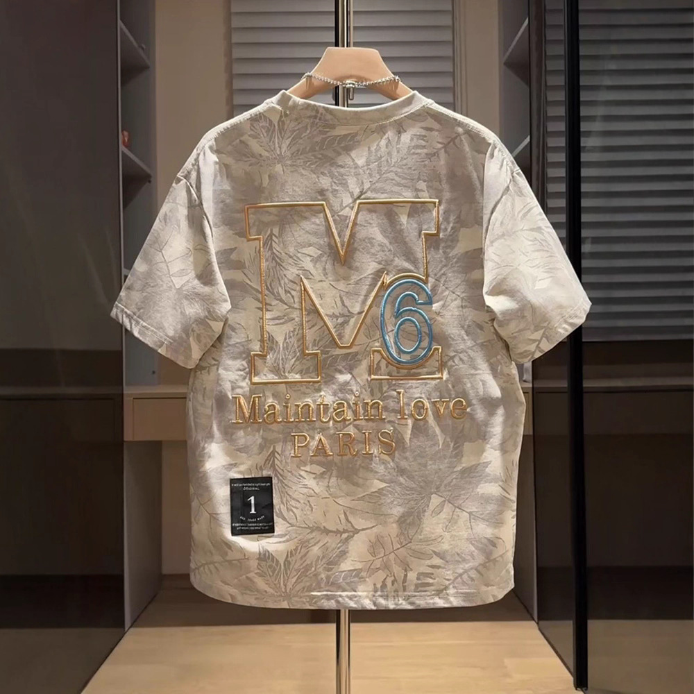Luxury Brand Designer Trendy brand street style embroidered T-shirt 2026 summer new fashion printed half-sleeve loose-fit men casual short-sleeve shir