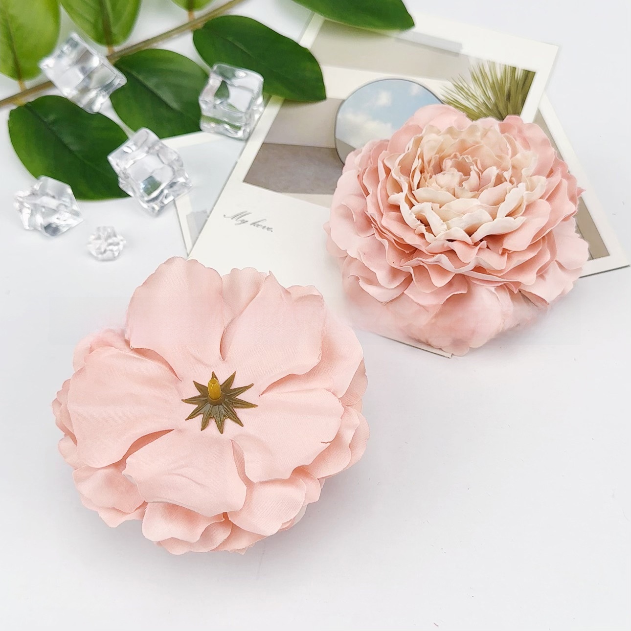 Home Decoration Objects Flower Head High End 8Cm Camellia Head Artificial Peony Flower Head For Floral Arrangement Wedding Decoration Props