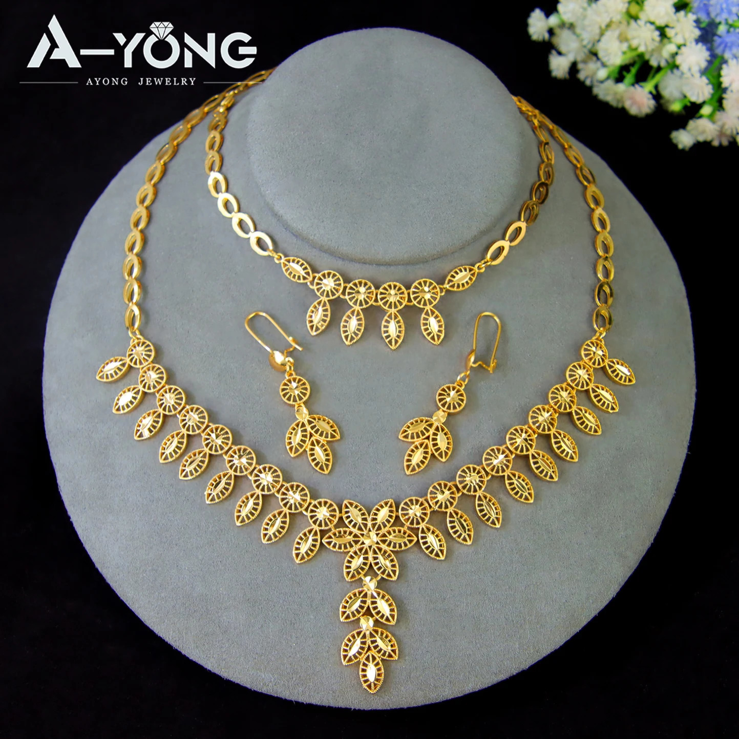 Luxury Dubai Bridal Wedding Jewelry Set 21k Gold Plated Nigeria Elegant Necklace Bracelet Earrings Arabic Women Party Jewelrys 260318BJ
