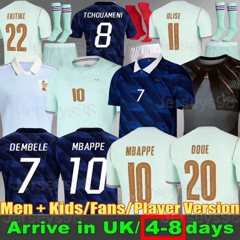 Maillot De Foot French 120 th Soccer Jerseys Mbappe 25 26 27 France GRIEZMANN DEMBELE KOLO MUANI CAMAVINGA Olise Saliba 2026 2027 white POLO Kids Kit Player Home Away
