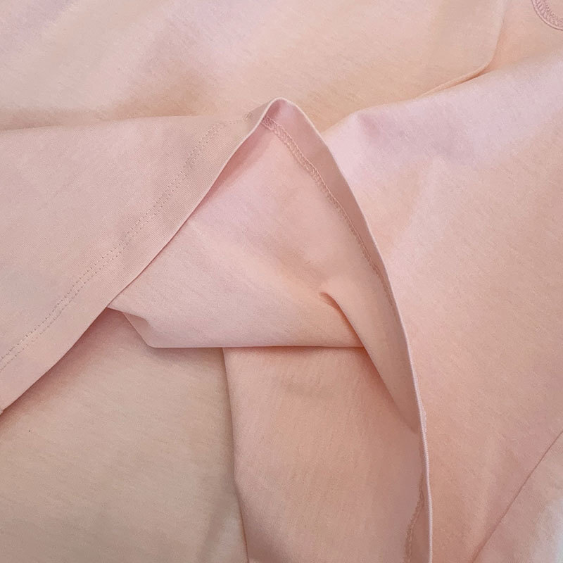 Ladies Spring Summer New Cotton T-shirt Designer Vintage Luxury Crewneck Embroidered Top Blue Pink Classic Runway Oversized Chic Casual Wear For Women