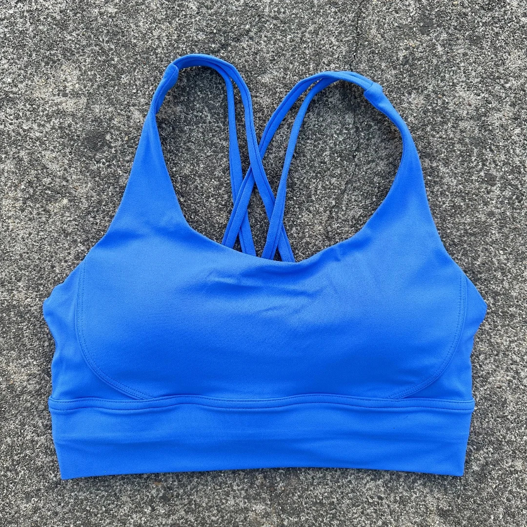 Solid Color Women cross Back Soft Fitness Sports Bra Top Gym Yoga underwear Tight Workout With Chest Pad shoulder strap Training 260403