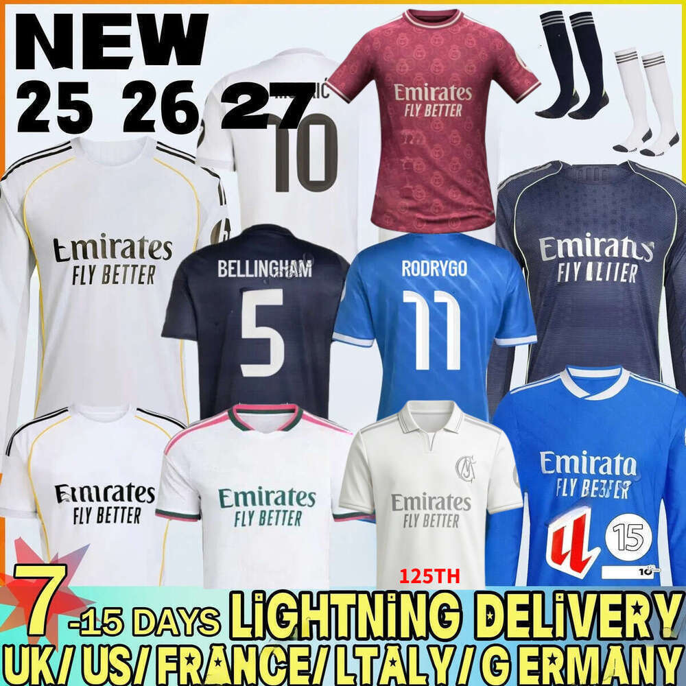 Reals Madrid 2026 Soccer Jerseys MBAPPE BELLINGHAM chandal VINI JR Children 25 26 27 Football Shirt Top Valverde Endrick RODRYGO CAMAVINGA Camiseta Jersey Kids Kits